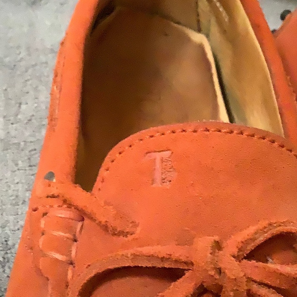 TOD'S Moccasin Suede Driving Loafers Burnt Orange Size 37 - Picture 4 of 14